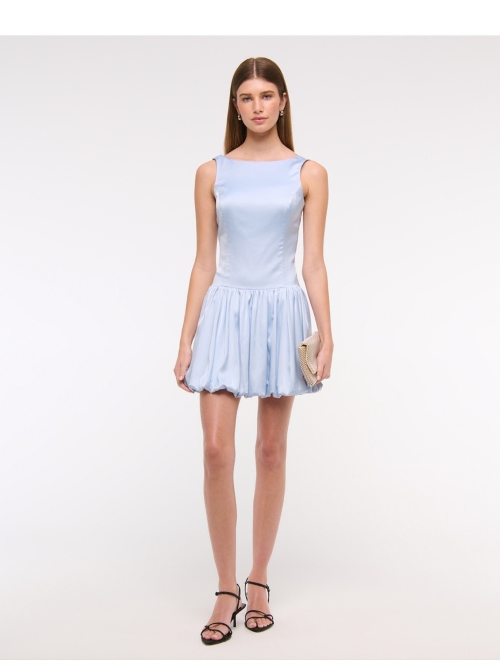 Abercrombie & Fitch Pale Blue Sleeveless Bubble-Hem Mini Dress